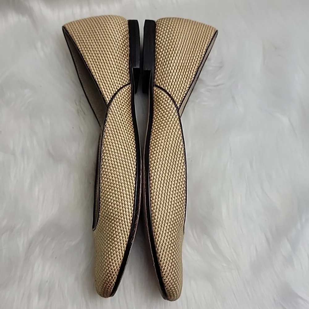 TALBOTS Gold Cream Metallic Tweed‎ Woven Square Toe Preppy Office Ballet Flats 6